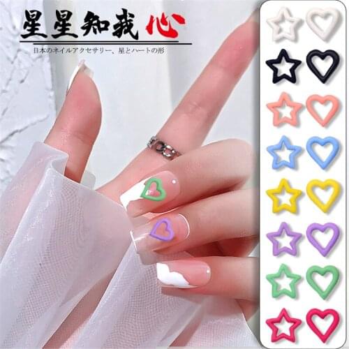 20 Pcs Cartoon Heart Stars 3D Nail Art Decorations Fashion Jewelry Manicure Design Accessories