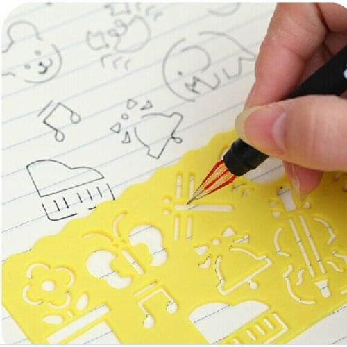 20 PCs Cartoon Childrens Quick Painting Template Drawing Template Ruler Painting Ruler Stationery Wholesale Student Supplies