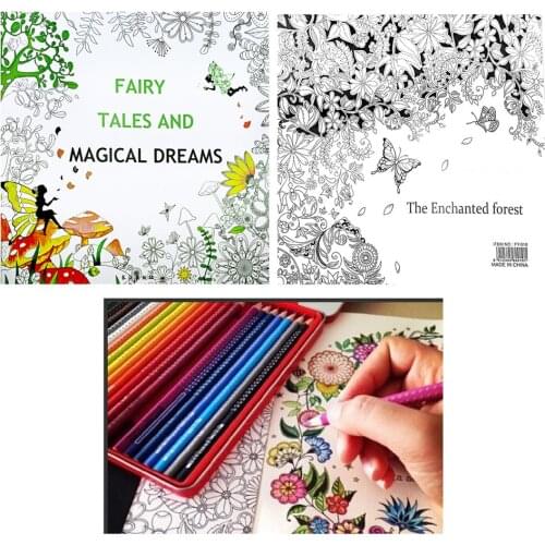 25*25CM Fairy Tales And Magical Dreams Children Adult Graffiti Coloring Book F3MA