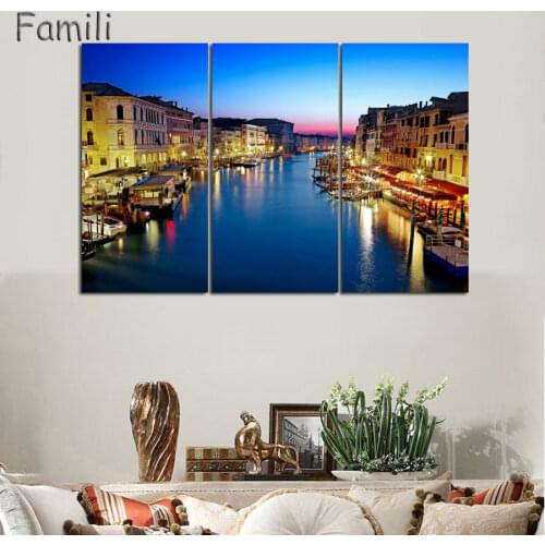 3 Pcs/Set Landscape Venice City Canvas Paintings Print On Canvas Classic Buildings Scenery Wall Art For Living Room(Unframed)