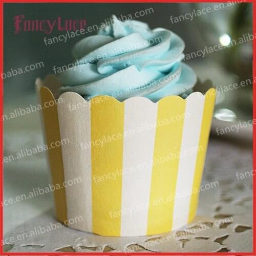 50pcs Yellow Striped Cake Baking Paper Cup Cupcake Muffin Cases Cups Party Decor,Cupcake Wrappers Wedding Favors DIY 6*5*4.5cm