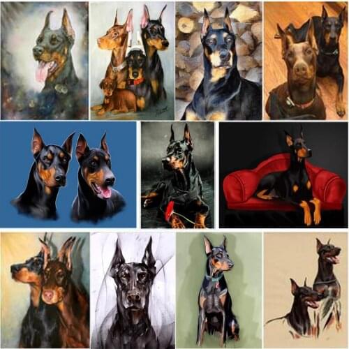 5D diamond painting cross stitch,Doberman Pinscher,DIY diamond embroidery full square round 3D diamond mosaic rhinestone Z07