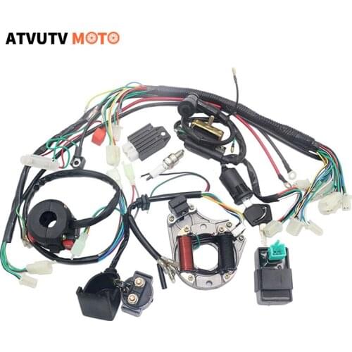 9pcs Electrics Stator Coil CDI Wiring Harness for 4 Stroke ATV KLX 50cc 70cc 110cc 125cc Quad Bike Buggy Go Kart Pit Dirt Bikes
