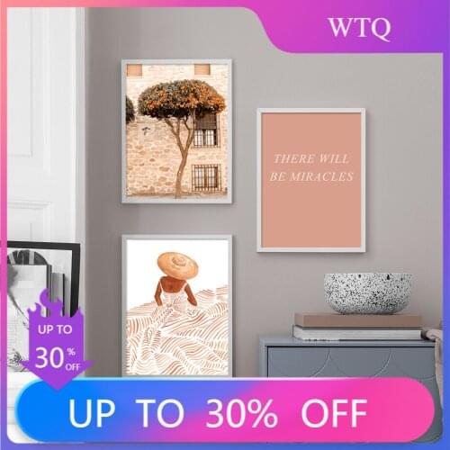 Abstract Line Lady Orange Tree Quote Nordic Posters And Prints Gallery Wall Art Canvas Paintings For Living Room Decoration