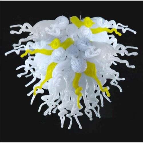 AC 110/120/220/240V White Yellow Colored Hand Blown Borosilicate Glass Chandeliers with LED Bulbs