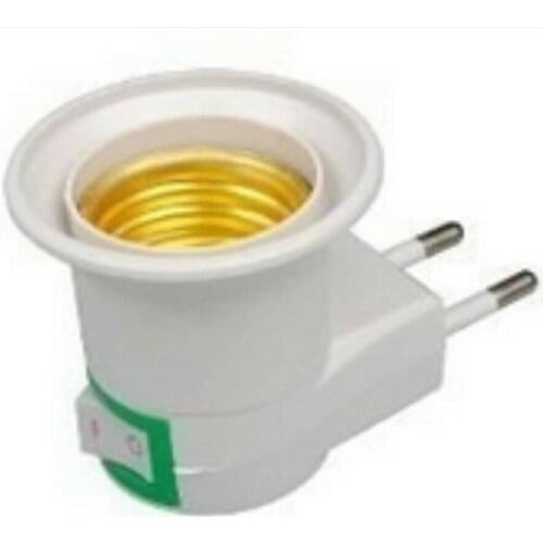 EU Plug Adapter Night Light E27 2-Pin EU Plug Adapter Power on-off Control Switch E27 Socket Lamp Base Lamp Socket Home Supplies
