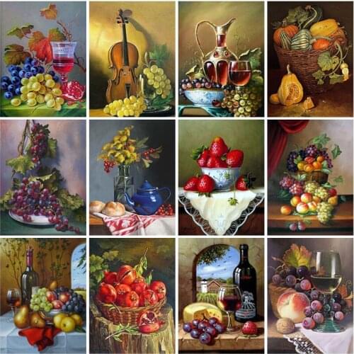 DIY 5D Diamond Embroidery Full Square Drill Display Fruit Dish Diamond Painting Rhinestones Mosaic Wall Art Home Decor Gift