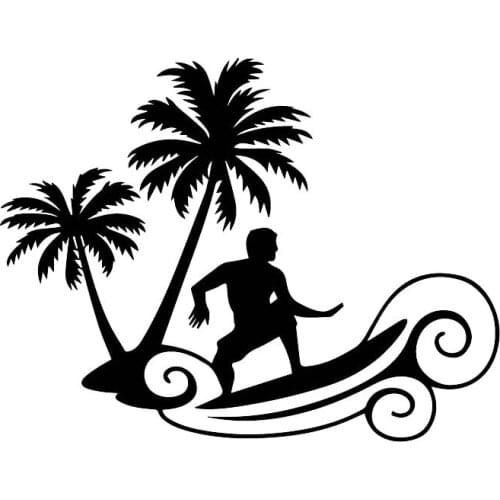 Car Stickers Brave Surfing Adventure PVC Car Decoration Accessories Decals Creative Waterproof Sunscreen Black/white,17cm*13cm