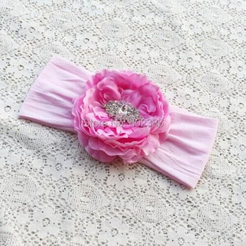 Free shipping Pink White Ivory Big Flower Wrap Head wrap headband