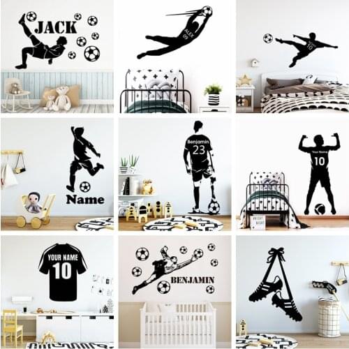 Large Football Soccer Custom Name Vinyl Wall Sticker FC Decals For Kids Boys Room Bedroom Decor Wall Decal Stickers Mural