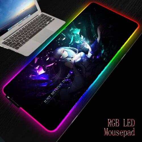 XGZ Girl RGB Game Big Mouse Pad Player Pad LED Lamp Lighting USB Wired Colorful Luminous Anime Mouse Pad Xxl400x900mmx2mm Cs Go
