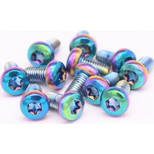 Bike disc brakes Rotor Screw Torx T25 Head Titanium plating steel Screw Bolts 12Pcs M5x10mm