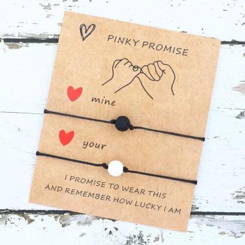 2pcs/set Bohemia Volcanic Stone Bracelet Natural Stone Wishing Bracelet Friendship Card Fashion Jewelry Women Men Lovers Gift