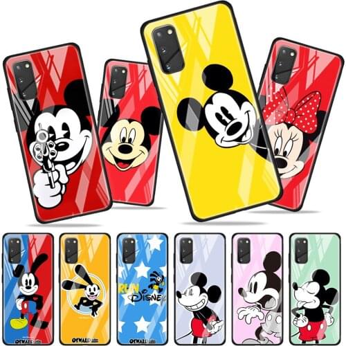 Disney Mickey Mouse Oswald for Samsung Galaxy S20 FE Ultra Note 20 S10 Lite S9 S8 Plus Luxury Tempered Glass Phone Case Cover