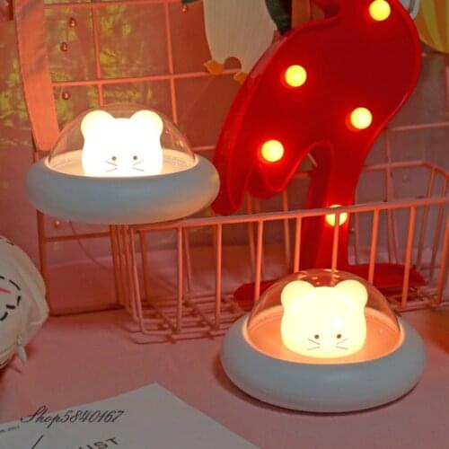 Baby Night Light Children Creative Space Mouse Night Lamps for Kids Bedroom Battery USB LED Night Light Dimmable Cat Nightlight
