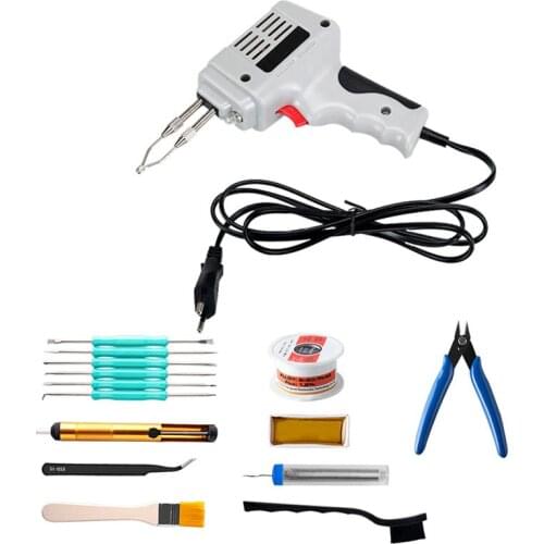 EU 100W 220-240V Automatic Send Tin Gun Electric Soldering Iron Rework Station Desoldering Pump Welding Tool Solder Wire