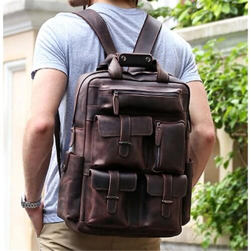 Мужские кожаные рюкзаки FANCODI China At AliExpress