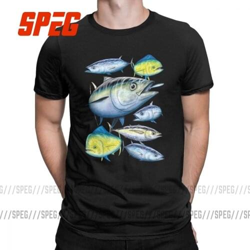 Tuna And Mahi Mahi T Shirts Men Marine Art Gamefish Fishing Summer Clothes Short Sleeve Unique T-Shirt O Neck Cotton Tees