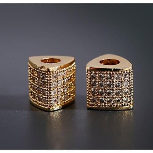 Geometric Metal Brass Micro Pave CZ Beads for Bracelet Jewelry Making Charms Crystal Spacer Beads DIY Accessories