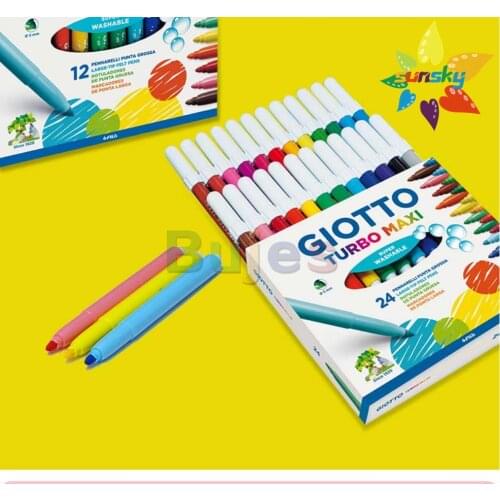 GIOTTO Thick head watercolor pen color painting 12/24 color childrens color pen set washable safe and nontoxic art supplies