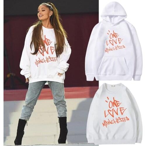 Ariana Grande Same Style "One Love Manchester" Print Hoodie Female Vogue Harajuku Hoodies Hot Sale Winter Clothes Women Hoody