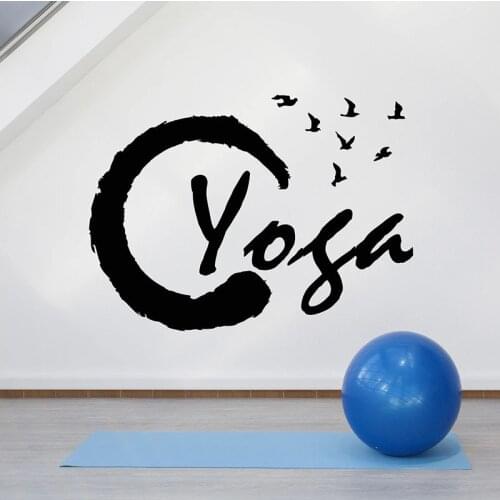 Art Font Wall Decal Flying Birds Logo Door Window Vinyl Stickers Yoga Studio Meditation Room Interior Decor Wallpaper Art E785