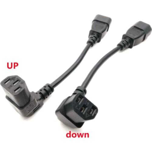 IEC 320 C14 Male to C13 Female PLug PDU/UPS Extension Power cable Connector Up/Down 90 degrees right angle 1 pcs