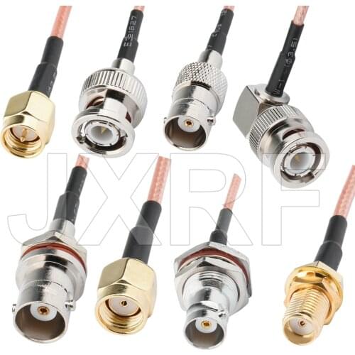 JXRF BNC Male Female jack bulkhead Right angle to SMA Male Female Plug RF Coaxial jumper pigtail Cable assembly RG316