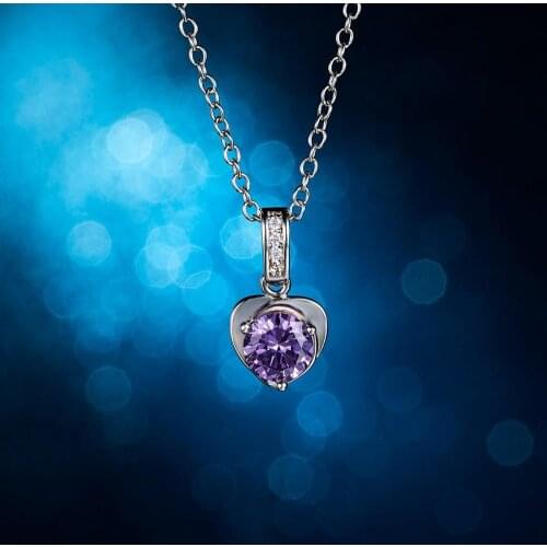 Love Heart Shape White Zircon Pendant Necklace Elegant Crystal Zircon Women Metal Chain Wedding Pendant Necklace Jewelry Gifts