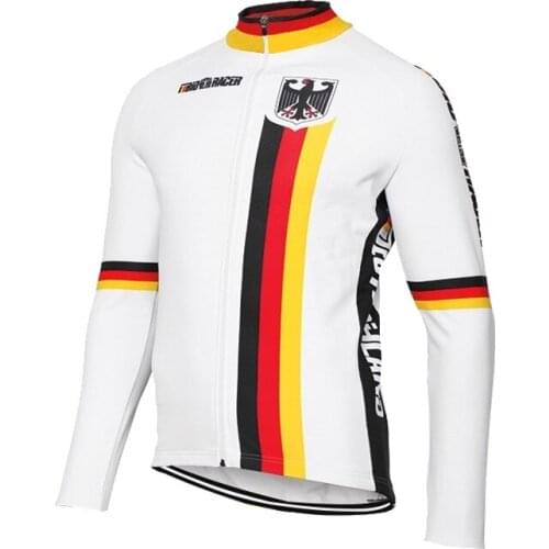Germany Cycling Jersey Men White Long Sleeve Winter Fleece & Thin Bike Wear Clothing Maillot Ciclismo