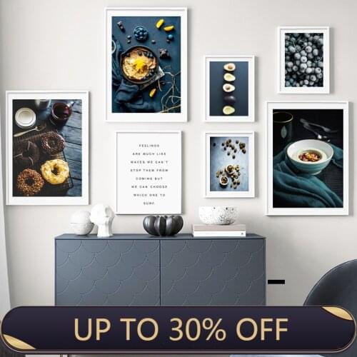Donut Blueberry Orange Avocado Wall Art Print Canvas Painting Food Nordic Posters And Prints Fruit Art Wall Pictures For Kitchen