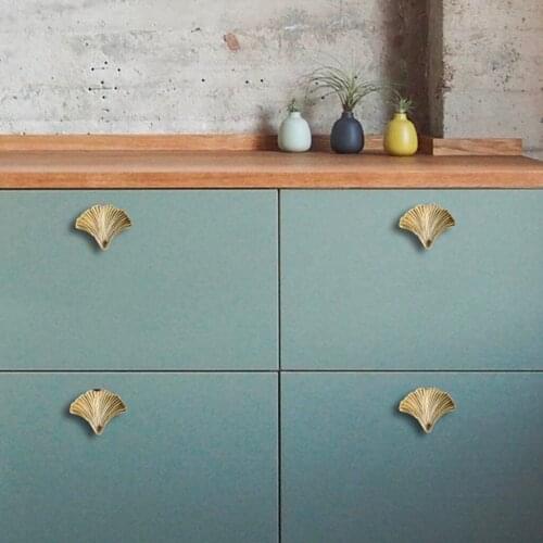 Leaf Shaped Handles Furniture Wardrobe Cabinet Drawer Pulls Knobs w/Screws