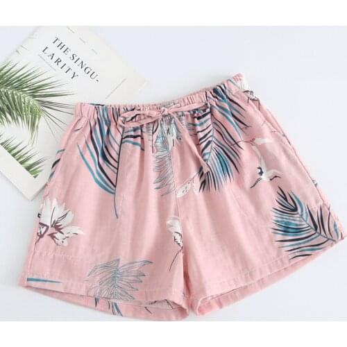 JULYS SONG Casual Cotton Home Shorts Women Printed Plaid Elastic Sleepwear Shorts Ladies Summer Loose Sleep Bottom Short Pants