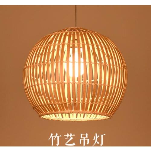 Modern Natural Wood Bird Cage E27 bulb Pendant light Nordic Home Decor Bamboo Weaving Wooden Pendant lamp