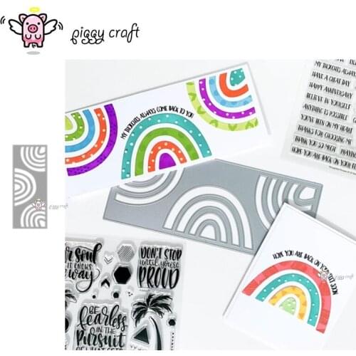 Piggy Craft metal cutting dies cut die mold Rectangular rainbow frame Scrapbook paper craft knife mould blade punch stencils die