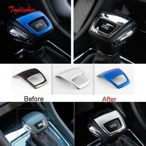 Tonlinker Cover Stickers for SKODA KODIAQ 2017-18 Car Styling 1 PCS Stainless steel Interior Gear shift Head Cover case Sticker