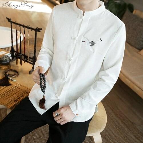 Traditional chinese clothing for men blouse male social shirt male traditional chinese male clothing Q585