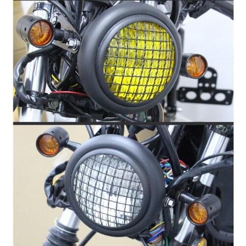 Universal Motorcycle Headlight Grill Mask Lampshade Moto Scooter Vintage Front Light Round Lamp Wholesale
