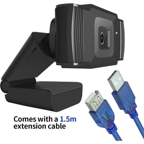 1080P Webcam 30fps Auto Focus Web Cam Noise-reduction MIC Laptop CameraWide-Angle HD USB Plug & Play with 1.5m Extension