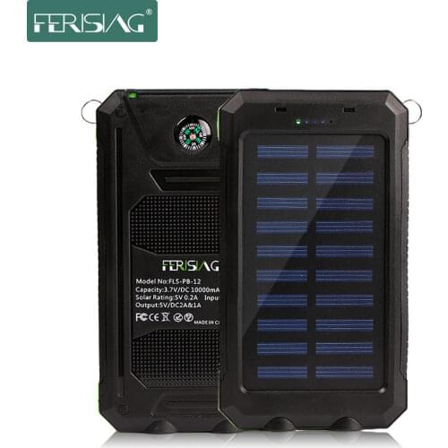 Waterproof Solar Power Bank 10000mAh Dual USB External Polymer Battery Charger Outdoor lamp Light Powerbank (Clearance Sale)
