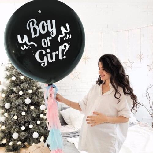 1pc 36inch Boy Or Girl Balloon Gender Reveal Party Black Latex Ballon With Confetti For Baby Party Confetti Decor Supplies