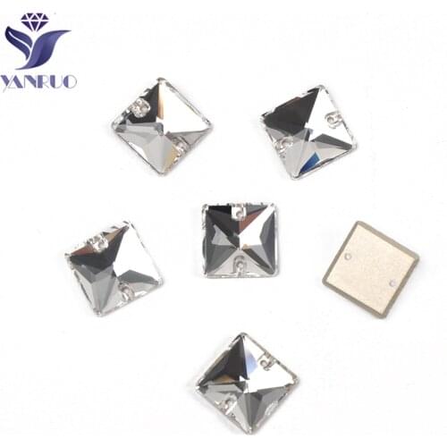 YANRUO 3240 Square Crystals Sewn Rhinestones Glass Sewing Crystals AAAAA Sew On Crystals Wedding Dress Stones For Clothing