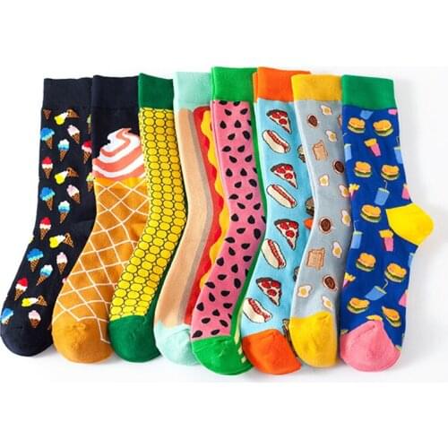 YGYEEG Fashion Unisex Cartoon New Colorful Mens Knit Socks Cotton Soft Wear Warm Women Funny Comfortable Autumn Middle Tube