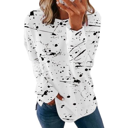 2021 Fall New Womens Harajuku Graffiti Print Loose Top Urban Fashion All-match Long Sleeve Casual Sweater Ladies Pullover