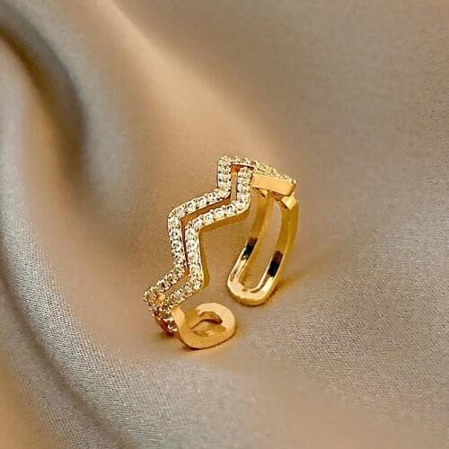 2021 Korean New Exquisite Wave Double Layer Ring Fashion Temperament Simple Versatile Ring Womens Jewelry