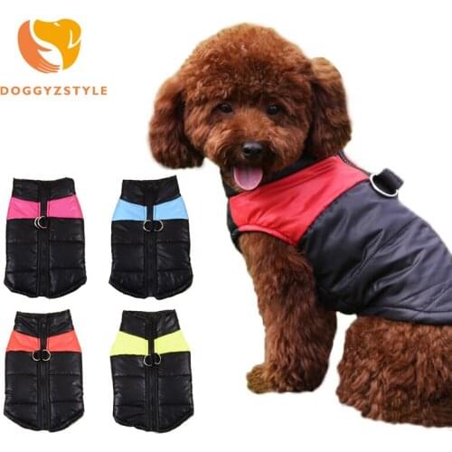 Winter Warm Dog Clothes Zip-up Pet Padded Vest Jacket Coat Waterproof Cotton Clothing For Small Medium Dogs S-2XL for Teddy