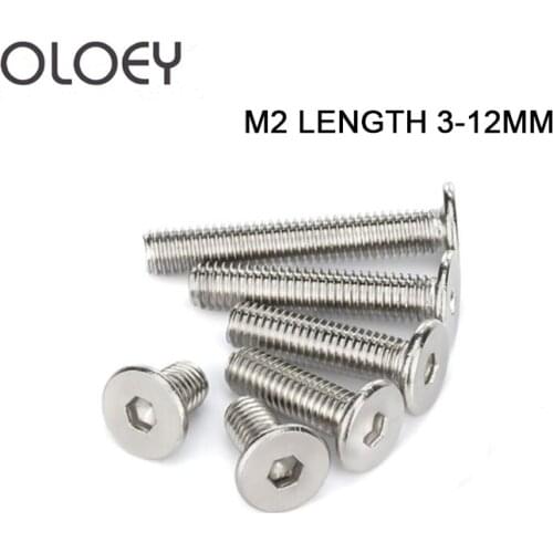 20Pcs Free Shipping High Quality SUS stainless steel hexagon socket bolt M2 length 3-12mm super flat head hexagon socket screw