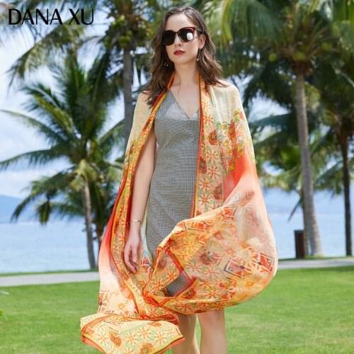 2019 Silk Long Scarf Luxury Brand Women New Design Beach Blanket Shawl Wear Swimwear Bandana Hijab Face Shield Foulard 245*110cm
