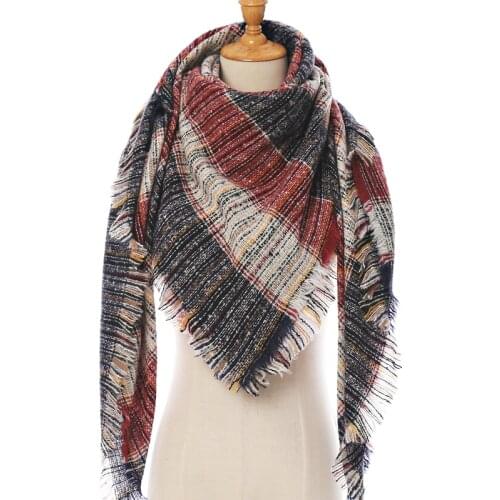2020 New Winter Knitted Scarf Cashmere Pashmina Women Warm Neck Scarves Shawls Plaid Wraps Triangle Stoles Lady Bandana