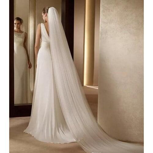 3 Meters 2/3 Layer Bride Elegant White Ivory Cathedral Wedding Veils Long Wedding Veil Accessories Simple Bridal Veil With Comb